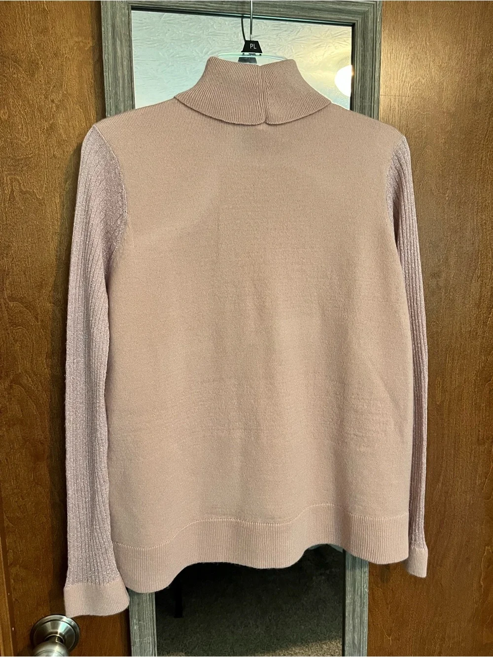 Juicy Couture Blush Pink Velvet Front Turtleneck Sweater